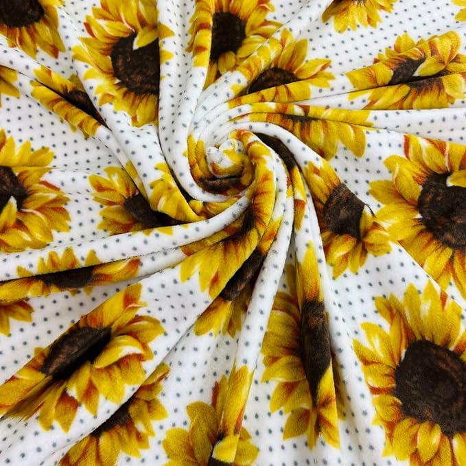 Serafina Home Summer Sunflower Throw Blanket: Beautiful Fleece Flowers with Yellow Brown White Accents, 50" x 60", for Couch, Bed, Travel
