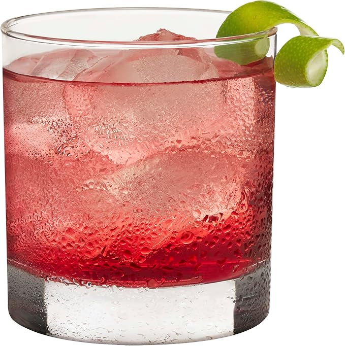 Libbey 917CD Heavy Base Rocks Glasses Set of 12, Rocks Glass Cups Set with Simple Lines, Elegant Old Fashioned Glass for Whiskey,Cocktails and More