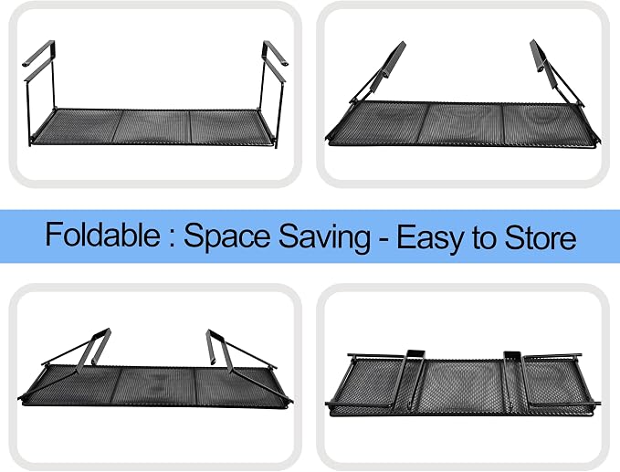 EHKIT Foil and Plastic Wrap Organizer Holder Foldable Under Cabinet Shelf Kitchen Pantry Desk Hanging Storage Rack (Black)