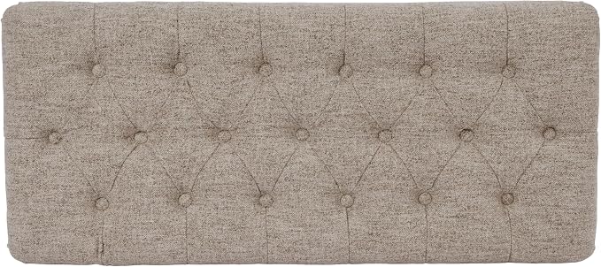 Homepop Home Decor | Tufted Ainsley Button Storage Ottoman Bench with Hinged Lid | Ottoman Bench with Storage for Living Room & Bedroom,Midtone Gray