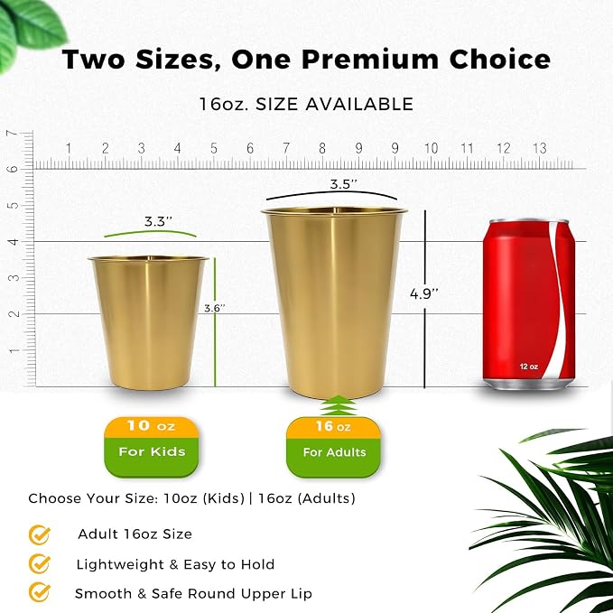 5 Pack 10 oz Stainless Steel Pint Cups,Stainless Steel Cup,Pint Cup Tumbler，water Tumbler,Stackable,Reusable,BPA Free