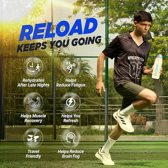 FAST&UP Reload – Lemon & Lime - Refreshing Electrolyte Drink Mix | Hydration Powder Packets | 1500 mg Electrolytes + Vitamins C & B12 | Easy to Open Single Serving Pack | 15 Servings