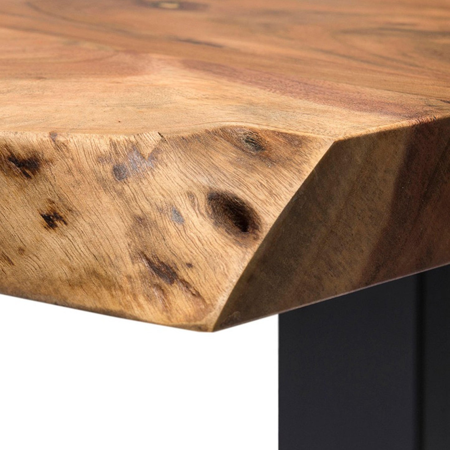 Alpine 3-Tier Live Edge Console Table with Metal Frame – 48-Inch Solid Acacia Wood Entryway Table – Rustic Modern Industrial Sofa Table or Media Console by Alaterre Furniture (Natural Finish)