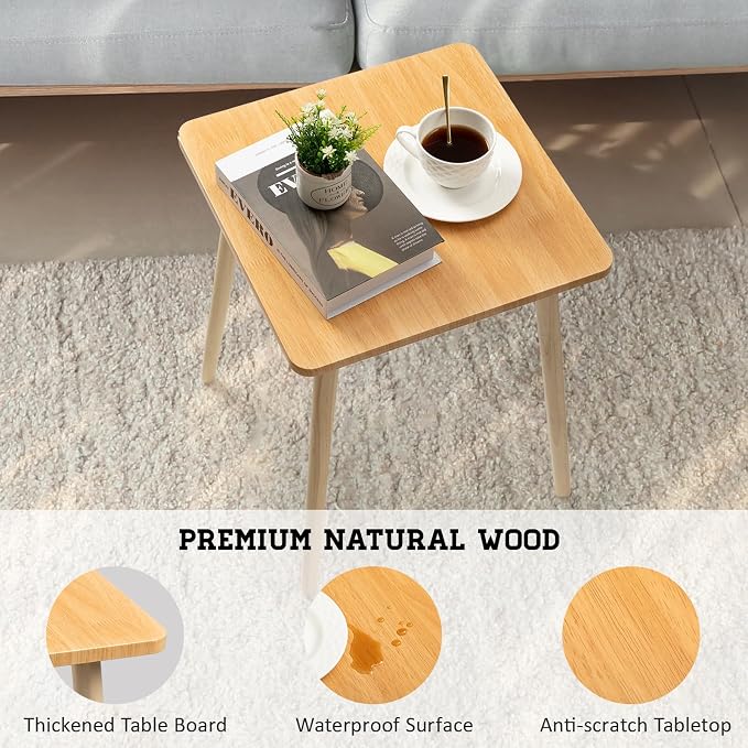 FORAOFUR Side Table, Modern Small End Table, Wood Nightstand for Living Room, Bedroom and Balcony, Rectangular Accent Table Home Decor, Easy Assembly, Natural