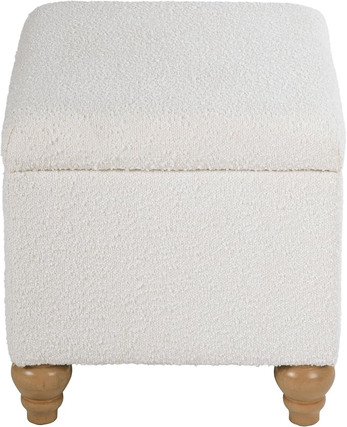 Spatial Order Home Decor | Upholstered MediumRectangular Storage Ottoman | Hinged Lid Ottoman with Storage for Living Room & Bedroom, Cream Boucle