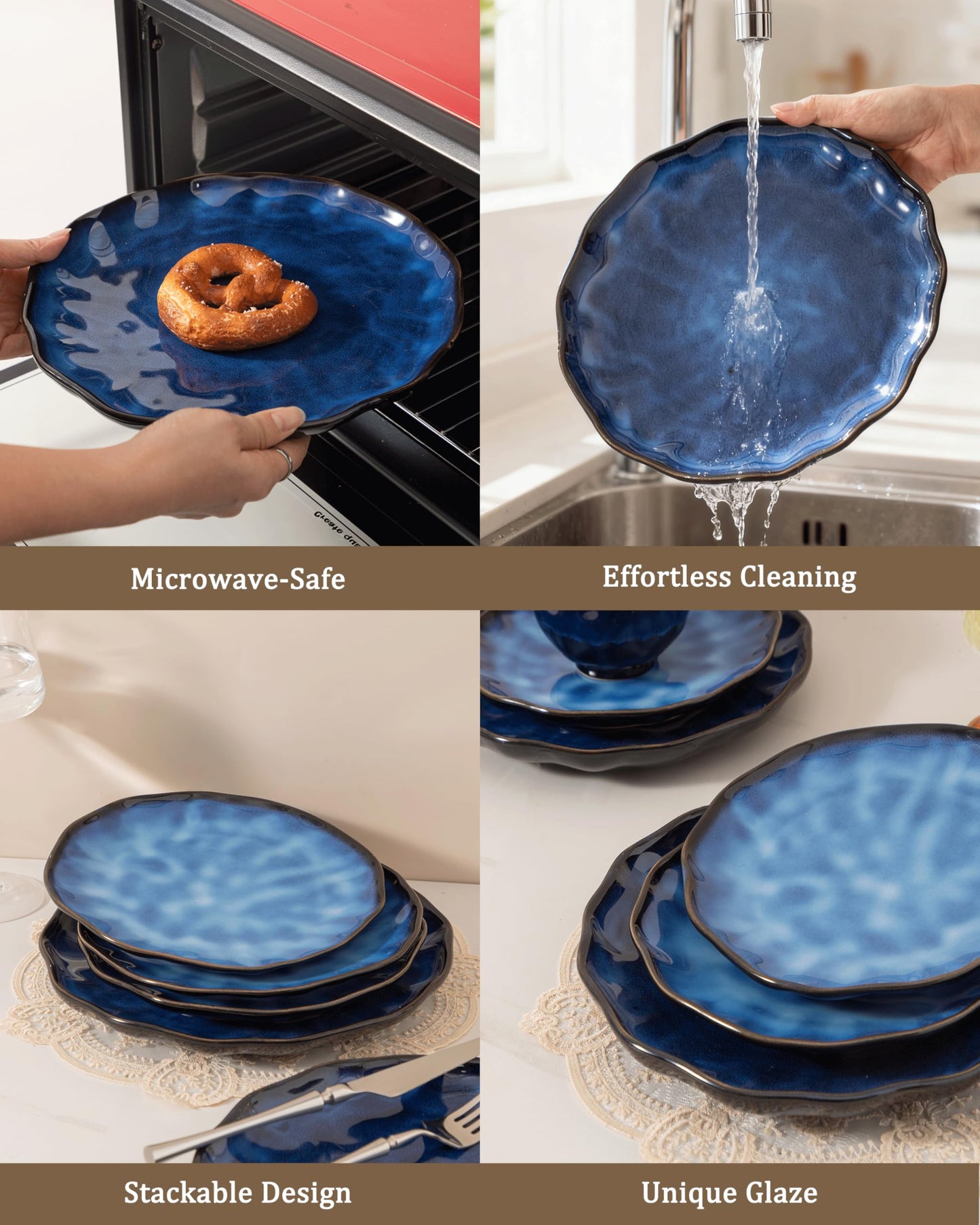 YIZERN Dinnerware sets plates and bowls sets modern plates,Ceramic Dinnerware Sets,12 Pieces Porcelain Lightweight Plates,Scratch Resistant Dish Set (style - 4, 4 - Set (12pcs))
