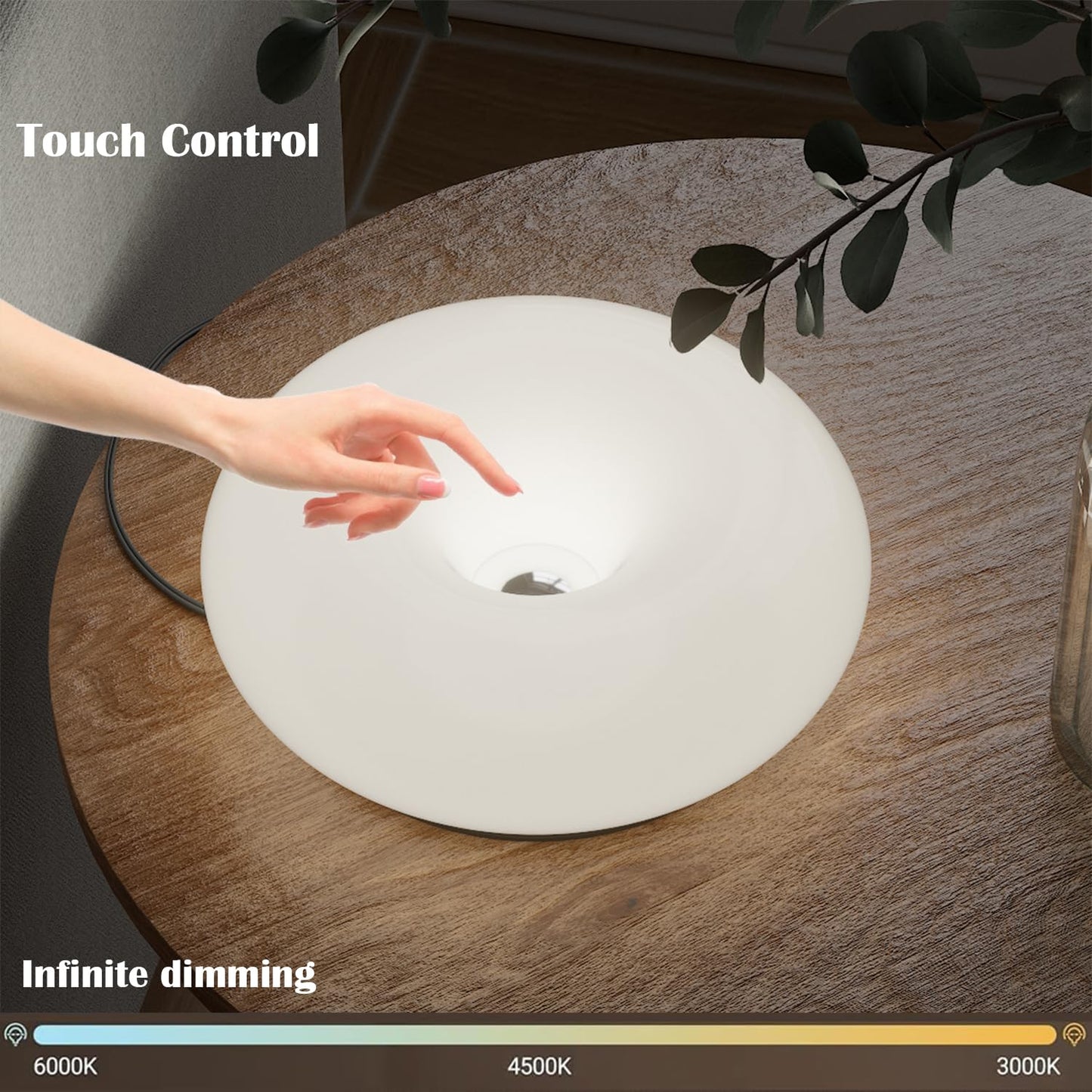 MIXL - Creative Design White Donut Lamp, Plug-in Wall Sconse Or Table Lamp Dual Use Atmosphere Lamp, Modern Infinitely Dimmable White Wall Lamp Desk Light for Corridor, Bedsided Or Warm Decoration