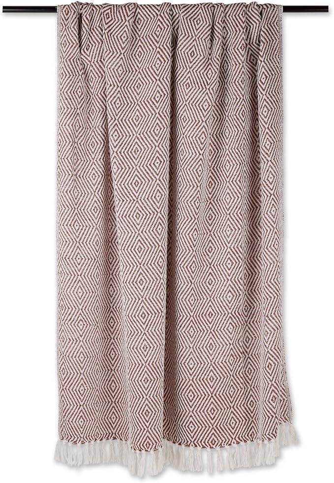 DII Diamond Throw Collection Woven Cotton, 50x60, Cinnamon
