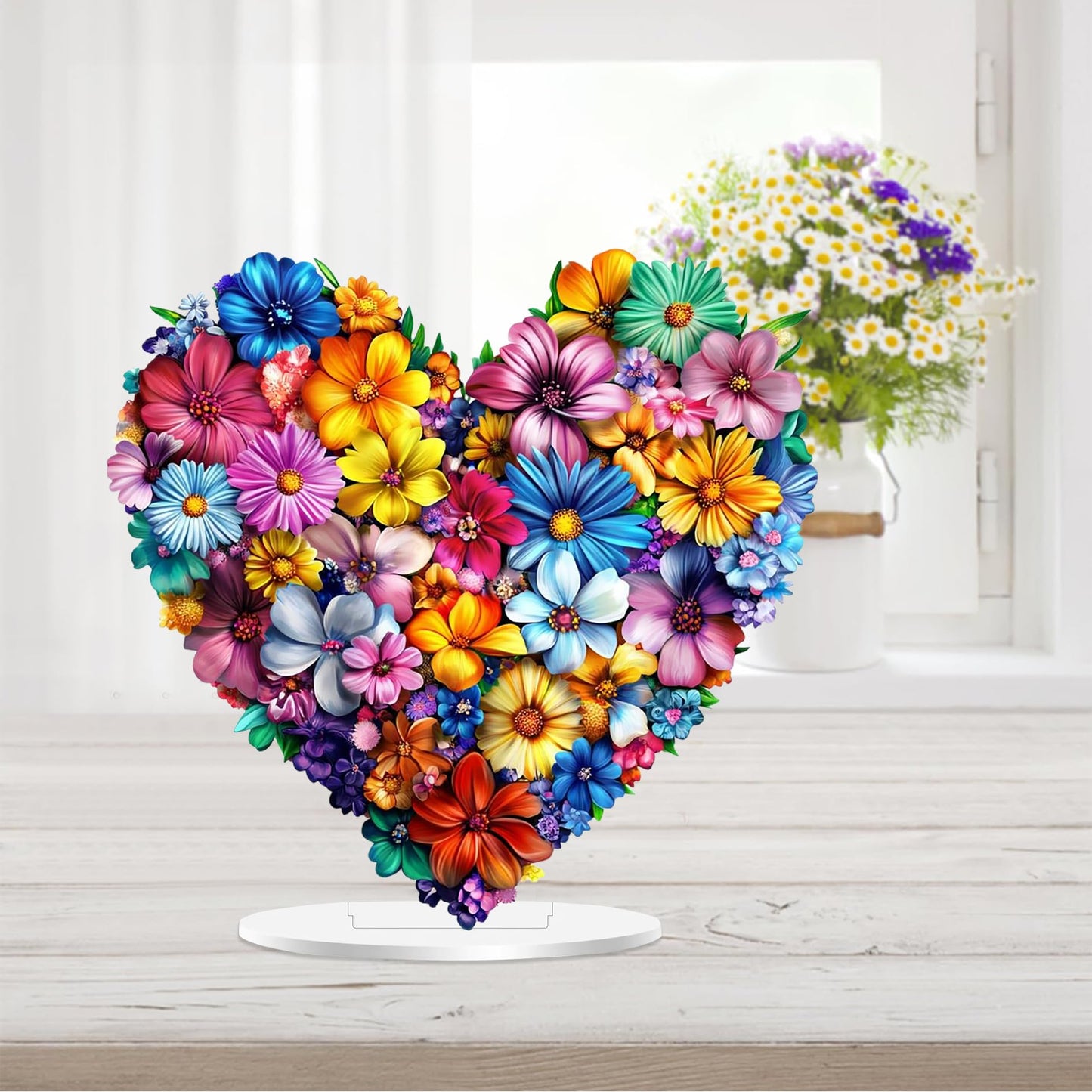Flower Clear Acrylic Desktop Decoration, Tabletop Placement Ornament, Table Decor for Home Décor in Living Room or Office, Halloween, Christmas, Birthday, Valentine's Day, 7.8 Inch
