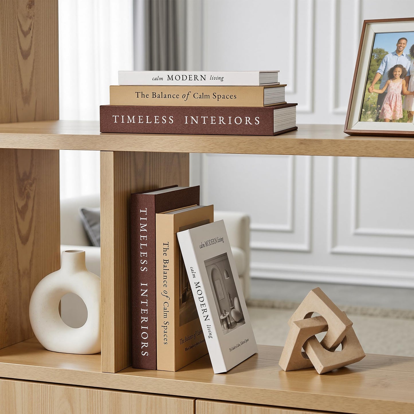 JARLINK Beautiful Decorative Books, Set of 3 Stackable Fake Books for Coffee Table, Shelf & Mantel Decor - Modern Home Decoration with Hidden Storage for Photos, Keepsakes & Living Room Styling, Brown