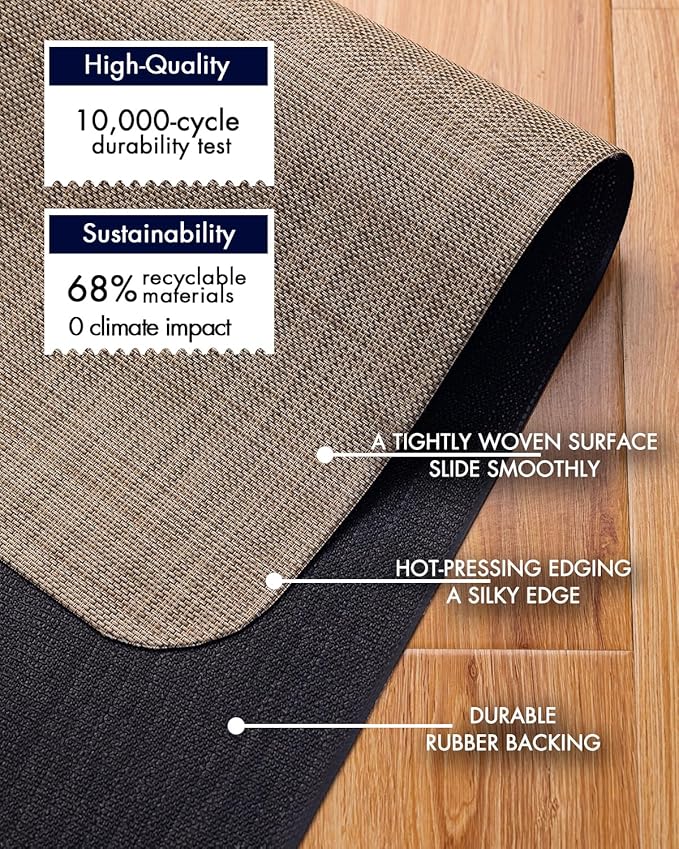 BARoyal Office Chair Mat for Hardwood Floor Under Desk Computer Rolling Chair Mat for Wood/Tile Floor Non-Slip Heavy Duty Desk Rug PVC Plastic Hard Floor Protector 45" x 53"(Linen)