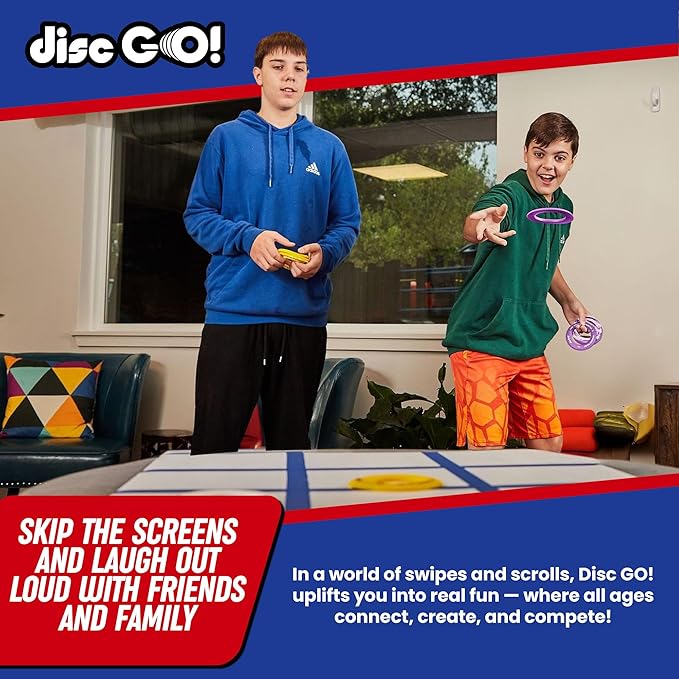 Disc GO! – Soft Silicone Frisbee Games for Teens, Sports & Outdoors Disc, Gifts for Teen Boys & Girls, Portable Indoor & Outdoor Games for Kids, Frisbees for Kids and Adults, Red, White and Blue