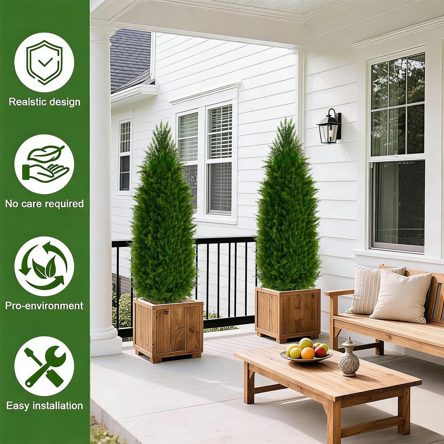 4FT Artificial Cedar Pine Tree UV Resistant Faux Evergreen Tree for Indoor Outdoor Front Porch Entryway Patio Decor Maintenance-Free Fake Greenery
