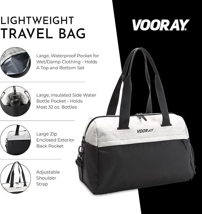 Vooray 25L Trainer Duffel Bag ??Lightweight Travel Duffel for Women and Men with Shoe Pocket, Workout Bag, Weekender for Overnight, Football, Traveling, or Hospital Use