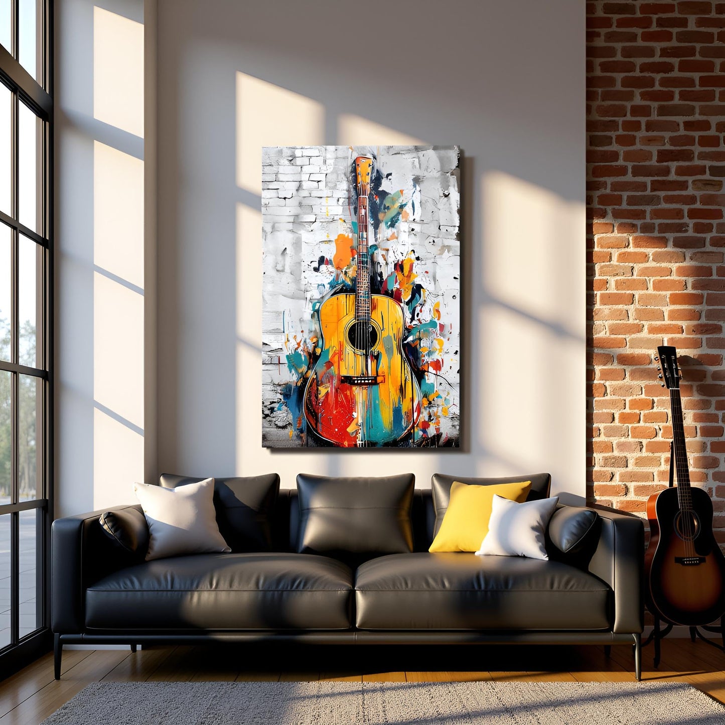 Kalormore Abstract Music Wall Art Vertical Guitar Poster Print Gallery Canvas Framed Ready to Hang 24"x36"