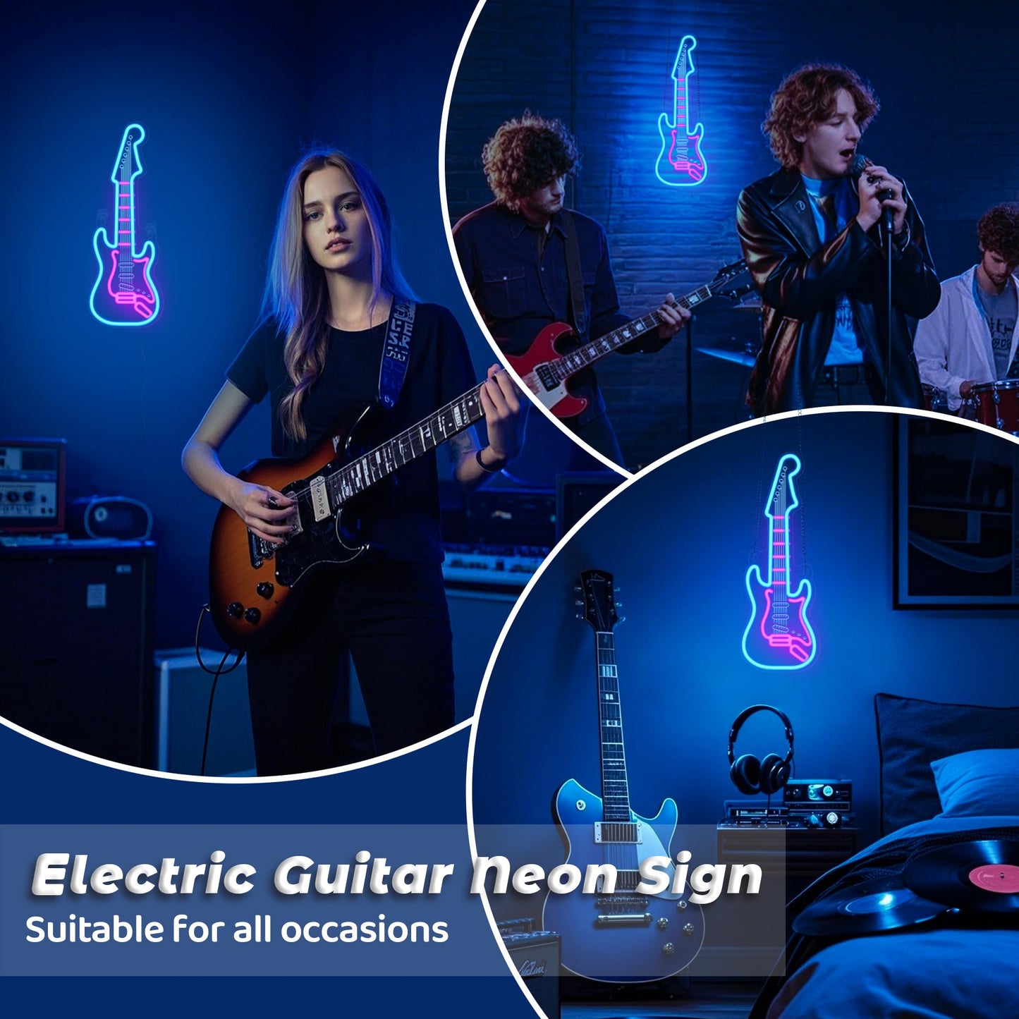 CoolGift Mart Electric Guitar Neon Light, Dimmable LED Guitar Neon Wall Sign USB Powered, Decorations for Bedroom Living Room Man Cave Music Studio, Gift for Guitar Players Guitarists Music Lovers