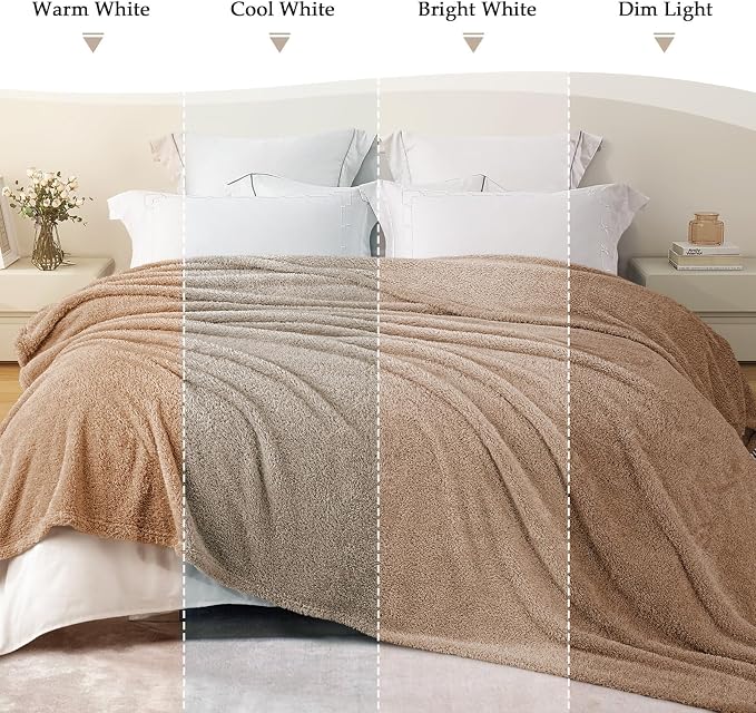 Exclusivo Mezcla Fleece King Size Bed Blanket, Ultra Soft, Lightweight and Fuzzy Camel Blanket for Women, Home Decor, 90x104 Inches