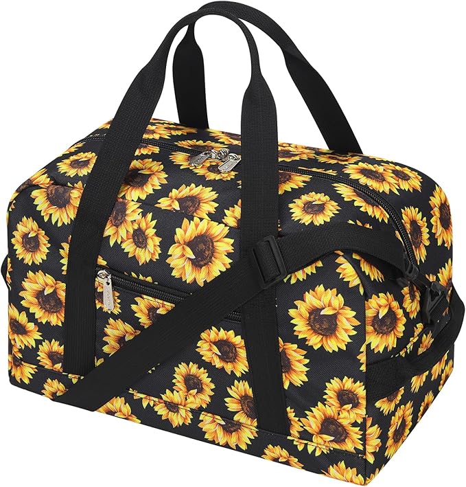 Small Gym Bag 14 inch lightweight Carry On Mini Duffel Bag for Travel Sport - Sunflower