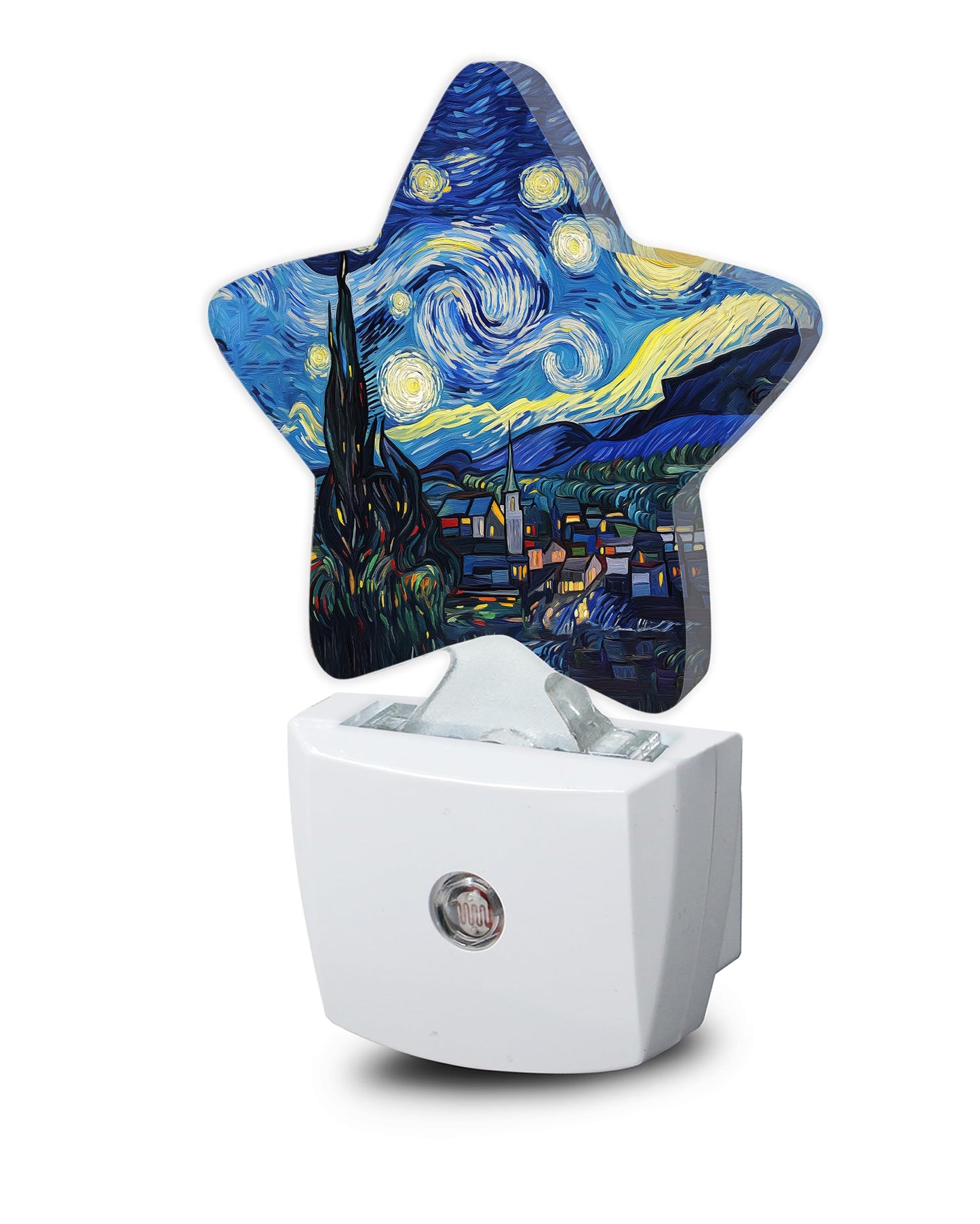 Night Light,Starry Night Plug into Wall with Dusk to Dawn Light Sensors,Abstract Oil Painting Warm Star Nightlights for Bedroom,Bathroom,Hallway,Kitchen Home Decor Desk Lamp
