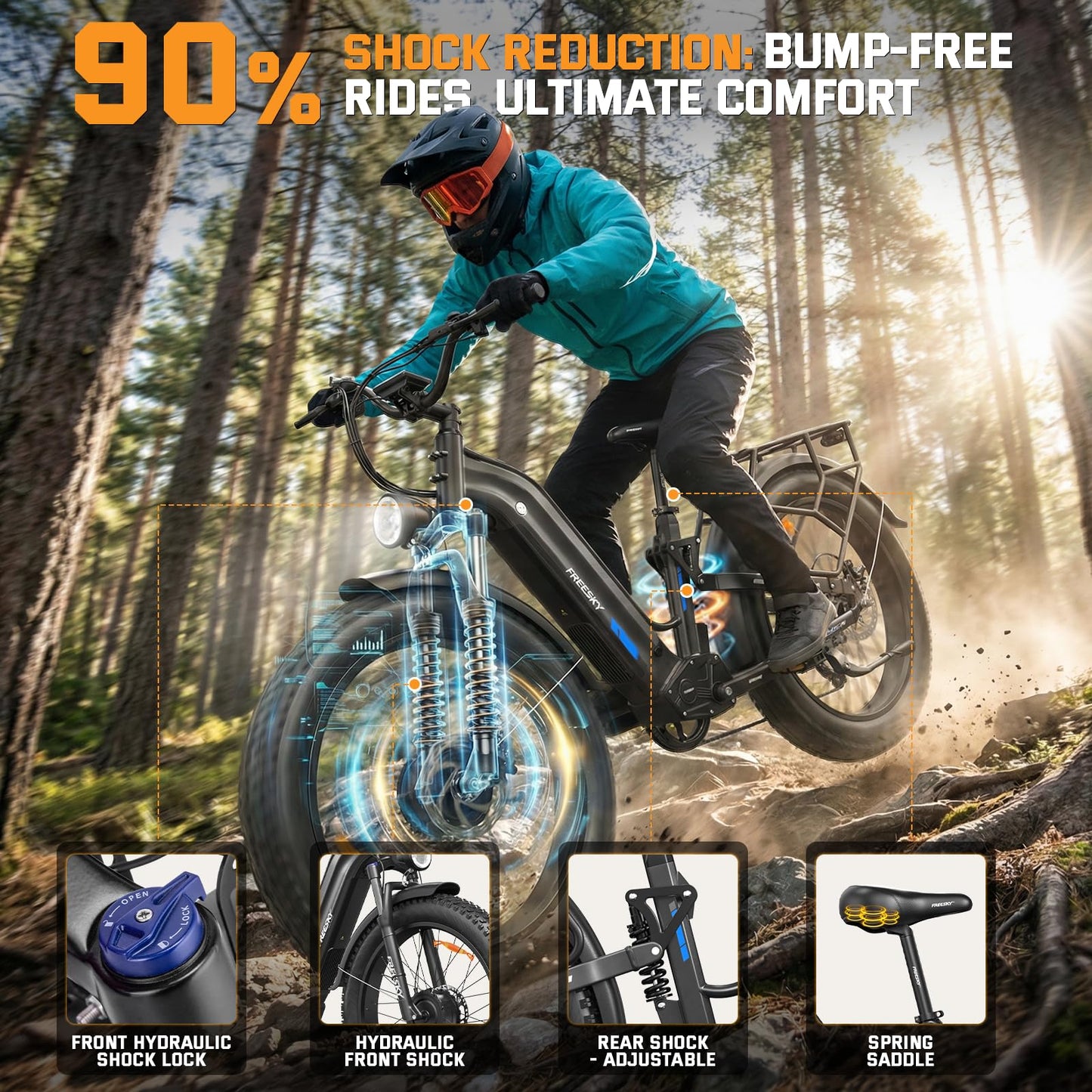 FREESKY Dual Motor Electric Bike for Adults 3500W Fast Ebike 105Miles Long Range 48V 25A Electric Mountain Bike 34MPH Dirt E Bike 26'' Fat Tire Full Suspension Electric Bicycle Women/Man Red-Gift