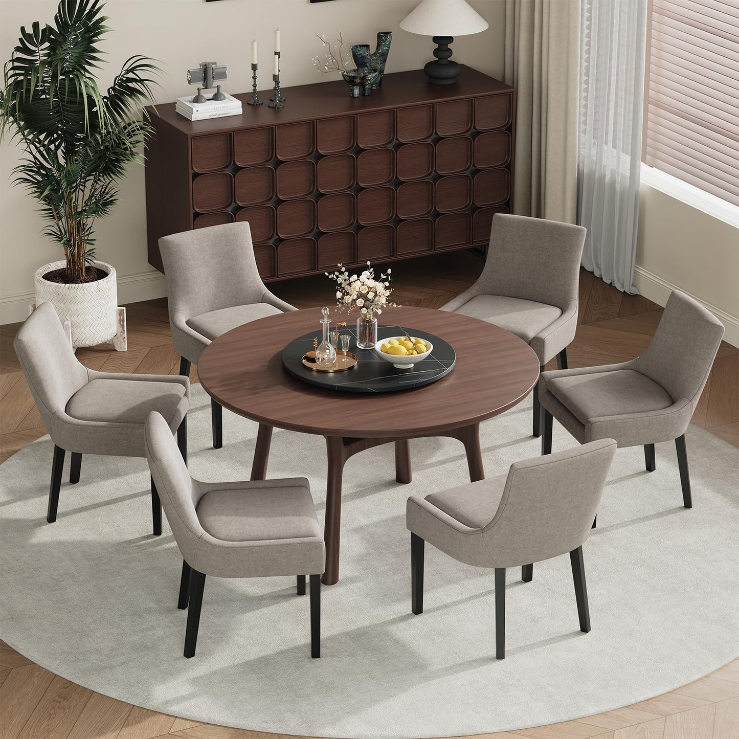 COLAMY Upholstered Dining Chairs Set of 4 with Mid Back and Wood Legs, Modern Accent Side Chairs for Living Room/Dining Room-Camel