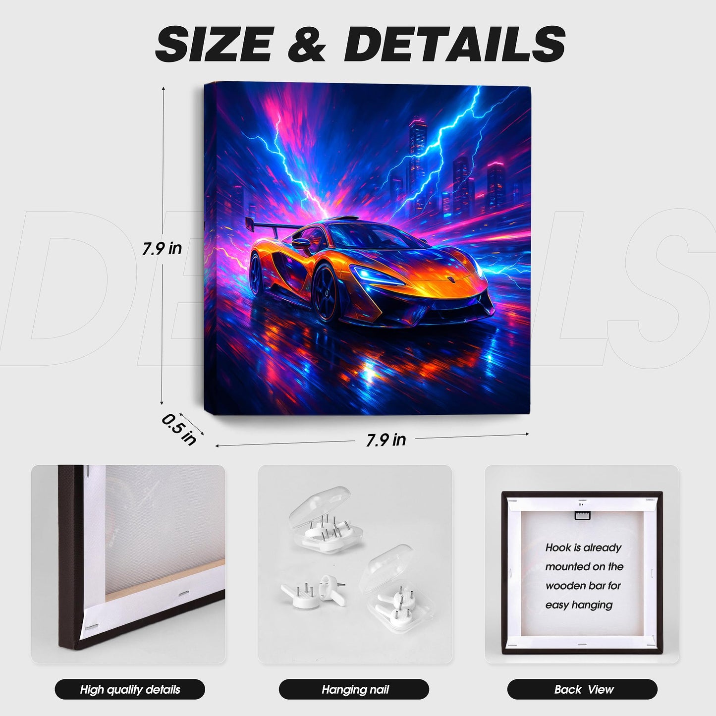 Deveosa Cool Car Painting Pictures Posters Framed Wall Decorations Art Canvas Prints For Boys Bedroom Men Room Decor