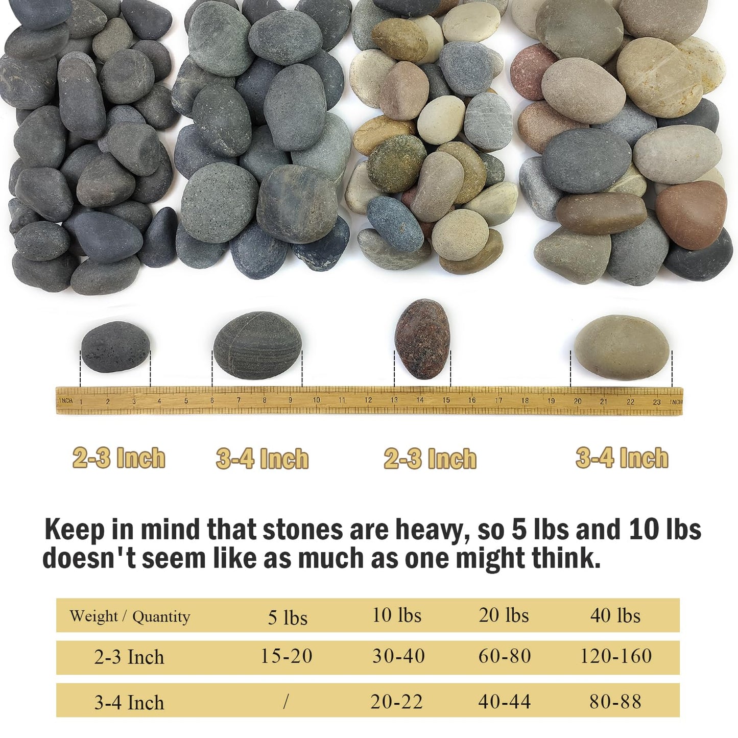 FANTIAN 20 lbs Natural River Rocks Mexican Beach Pebbles, 2-3 Inch Decorative River Rocks for Landscaping Garden Paving Plant Rocks Crafting Walkways and Outdoor Decorative Stone