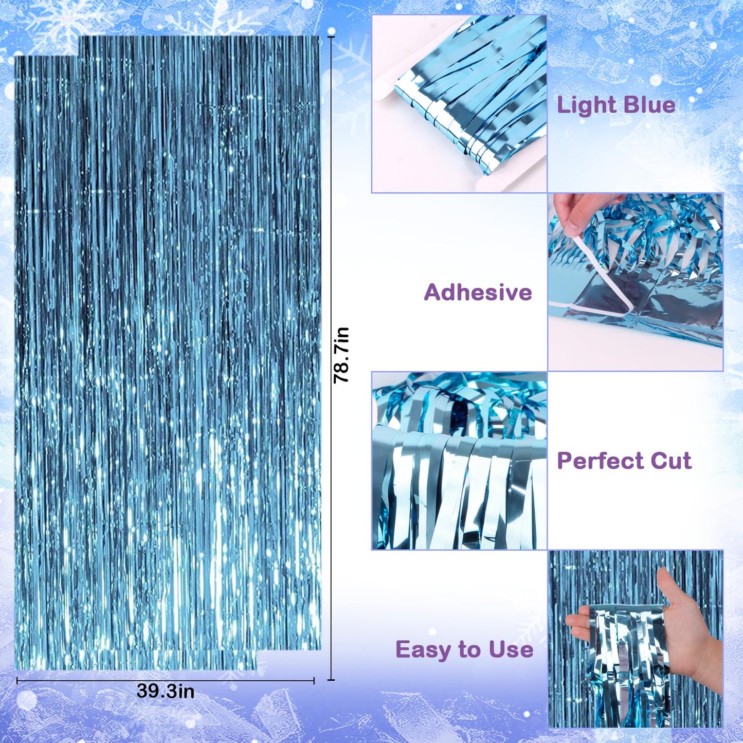 Jaciya Frozen Birthday Party Decorations Kit - Snowflake Balloons, Tablecloth, Backdrop, Cake Toppers & Happy Birthday Banner