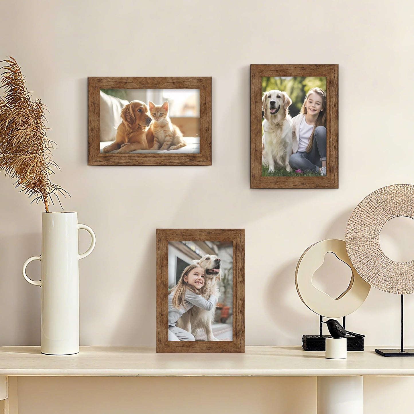 TOFOREVO Picture Frames 4x6 Set of 2 Rustic Wood Grain Photo Frame for Gallery Wall Mounting or Tabletop Display