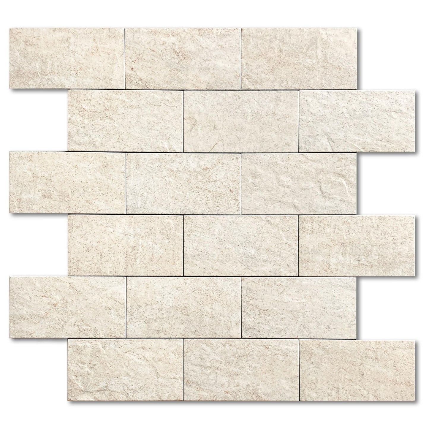 M MOFIT Stone Backsplash Peel and Stick Tiles Matte,Adhesive Mosaic Subway Tiles Waterproof Wall Tile Stickers for Bathroom Shower(Beige,10PCS)