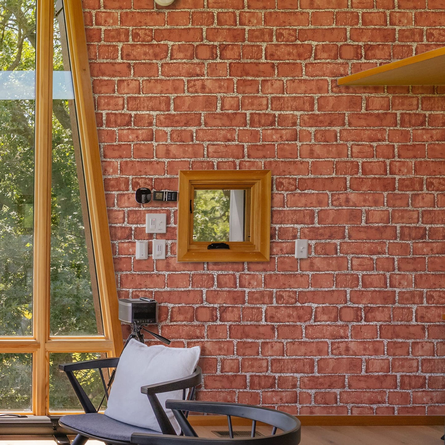 Naphite Red Brick Peel and Stick Wallpaper 3D Faux Brick Contact Paper for Cabinets/Drawers Self Adhesive Removable Wallpaper Wrapping Paper Backsplash Fireplace Kitchen Waterproof 17.7inW 78.7inL