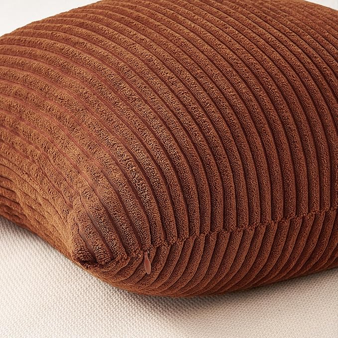 Topfinel 20x20 Inch Pillow Covers Set of 4 Rustic Modern Soft Corduroy Striped Decorative Cushion Cover Yellow Brown Gradient Farmhouse Pillow Case for Sofa Couch Living Room Bedroom