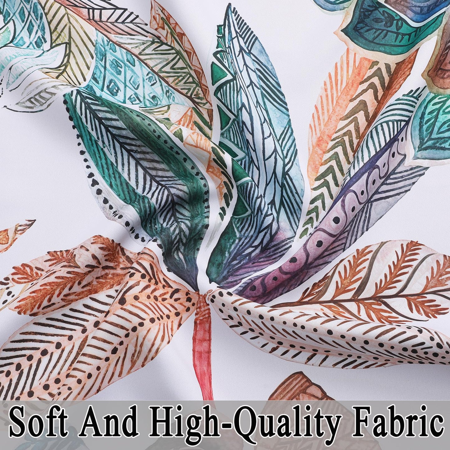 Estelar Textiler Maple Leaves Room Darkening Boho Curtains 84 inch Length 2 Panels Set for Living Room, Watercolor Leaf Pattern Design Grommet Window Floral Drapes for Bedroom, 52Wx84L