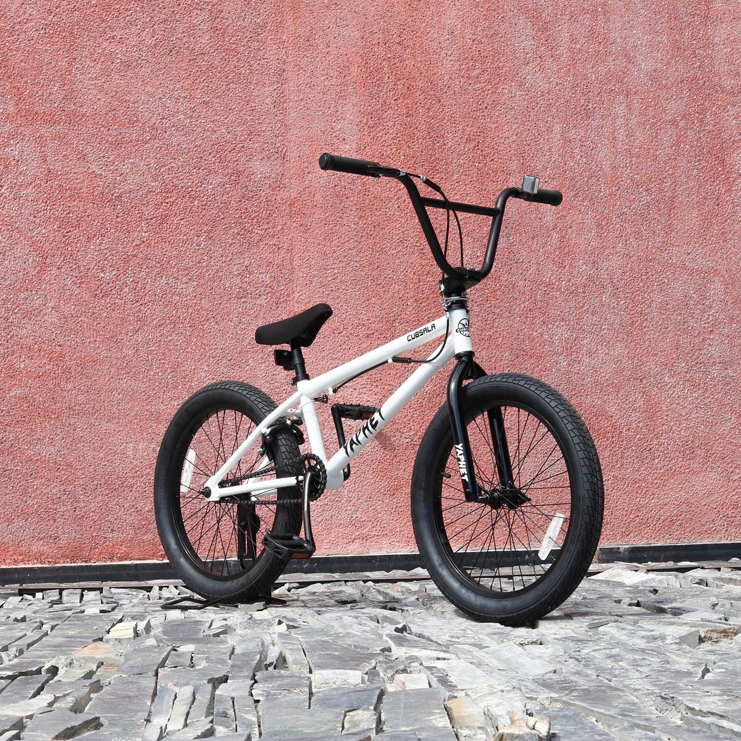 cubsala Freestyle BMX Bike, 20 Inch Yaphet Bicycle for Teen Beginner and Adult Riders, Bike with Hi-Ten Steel Frame, White