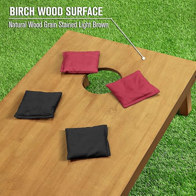 GoSports 4 ft x 2 ft Regulation Size Wooden Cornhole Boards Set - Includes Carrying Case - Full Regulation Size Bean Bag Toss Boards