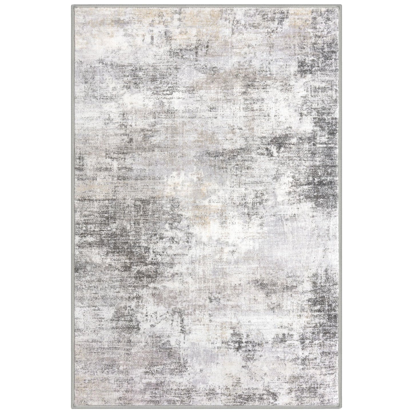IOHOUZE Abstract Area Rug 3x5 Ft Washable Rugs for Entryway Indoor, Non Slip Kitchen Rug Printed Faux Wool Throw Rugs, Indoor Door Mat for Door Entrance Foyer Living Room, Grey Beige