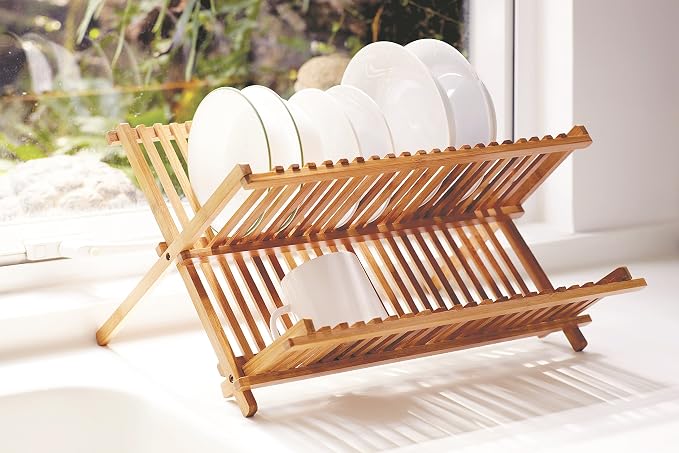 V01351 Folding Dish Rack, Medium, Bamboo