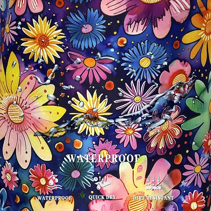 Abstract Hippie Flower Laundry Basket Watercolor Floral Laundry Hamper Foldable Oxford Cloth Colorful Tote Bag Clothes Toy Storage Bucket For Bathroom/Laundry Storage/Bedroom 18.9 x 16.5 Inch