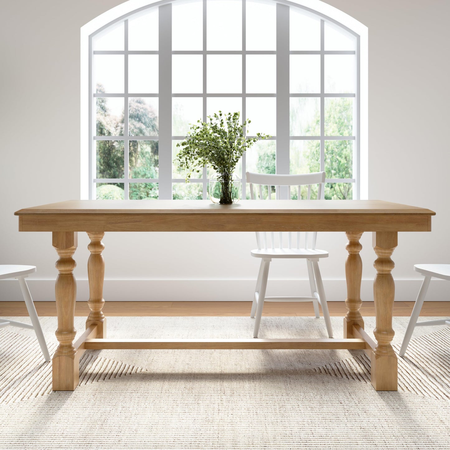 Bush Home 67-Inch Dining Table for 4-6 People, Squire Trestle Farmhouse Rectangular Wood Dining Room Table, Kitchen, Living Room, Sterling Dining Collection, Natural Honey Brown