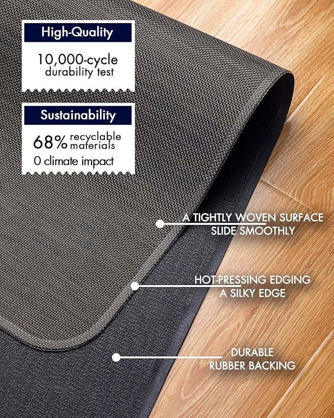 BARoyal Office Chair Mat for Hardwood Floor Under Desk Computer Rolling Chair Mat for Wood/Tile Floor Non-Slip Heavy Duty Desk Rug PVC Plastic Hard Floor Protector 46"x 60" (Espresso)