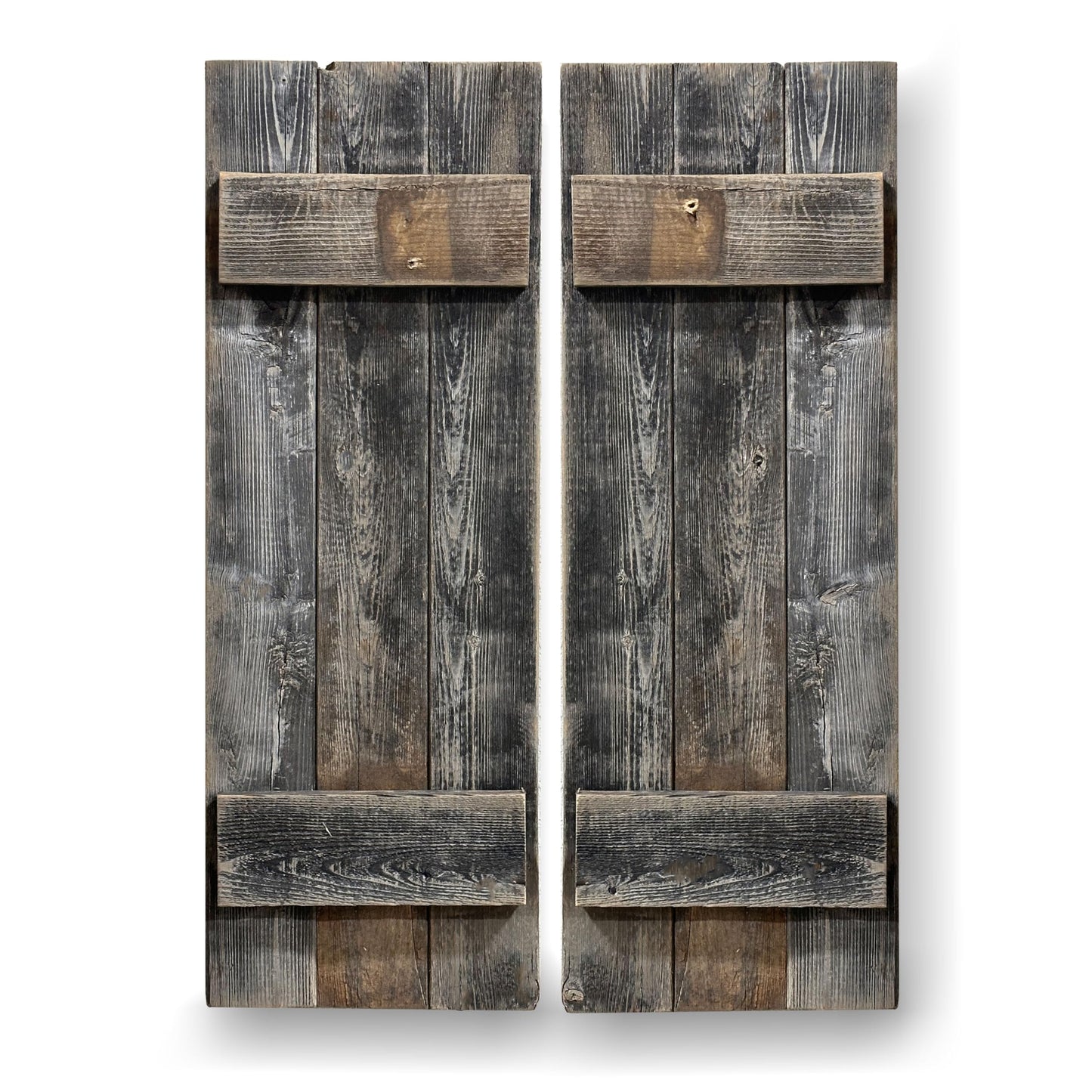 Rustic Revival | Rustic Shutters Made from 100% Reclaimed Weathered Wood – Set of 2 – Farmhouse Barnwood Style Wall Decor – Real Wood Handmade in The USA (11"x30")