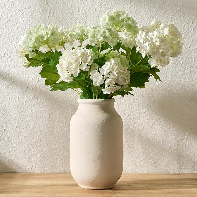 SIDUCAL Rustic Farmhouse Flower Vase | 9.5 Inch Large Ceramic Vase | Pampas Grass | Modern Farmhouse for Home Decor, Table, Living Room Decoration, Shelf Decor, Mantel, Fossil