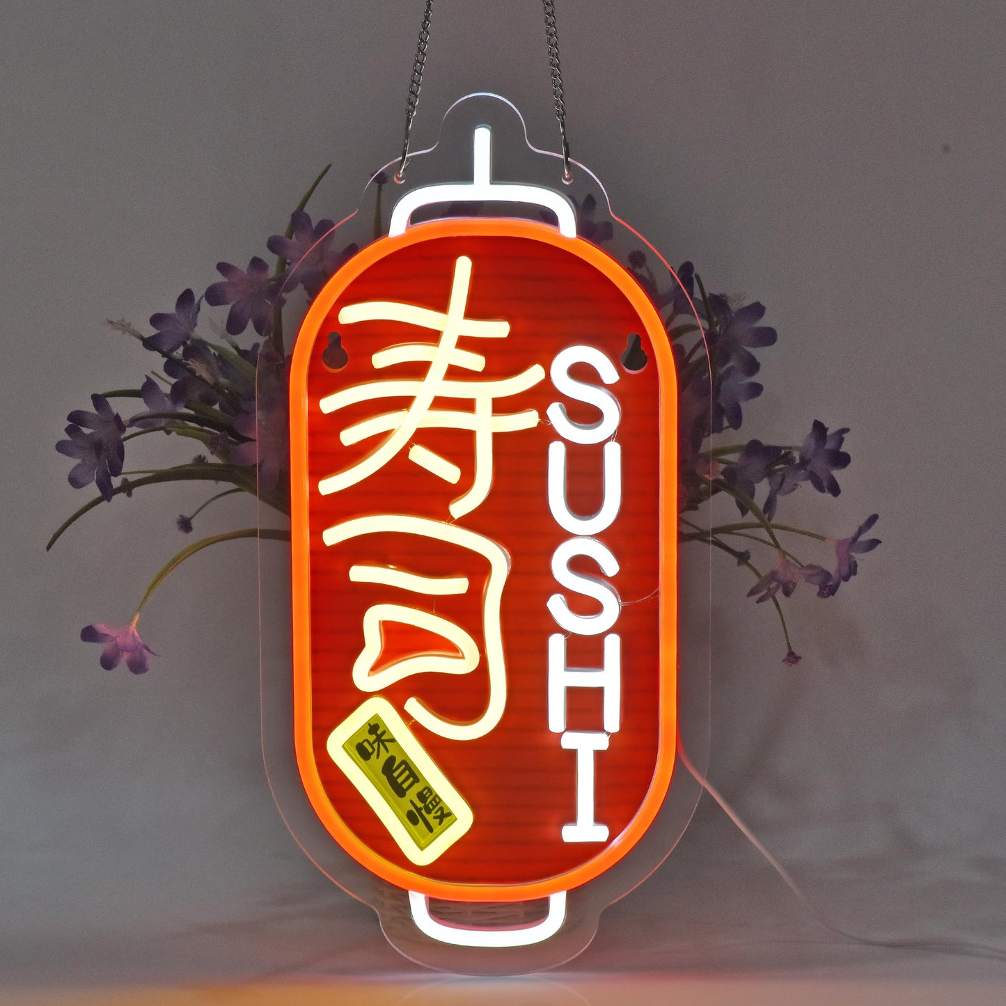 JOMOSPO Japanese Sushi Neon Sign, 寿司Neon Lights Hanging Wall Art Decoration for Japanese Style Restaurant Men Cave Bar Club Shop Store, USB Powered Ultra Bright Dimmable, 16 * 7.8 inches