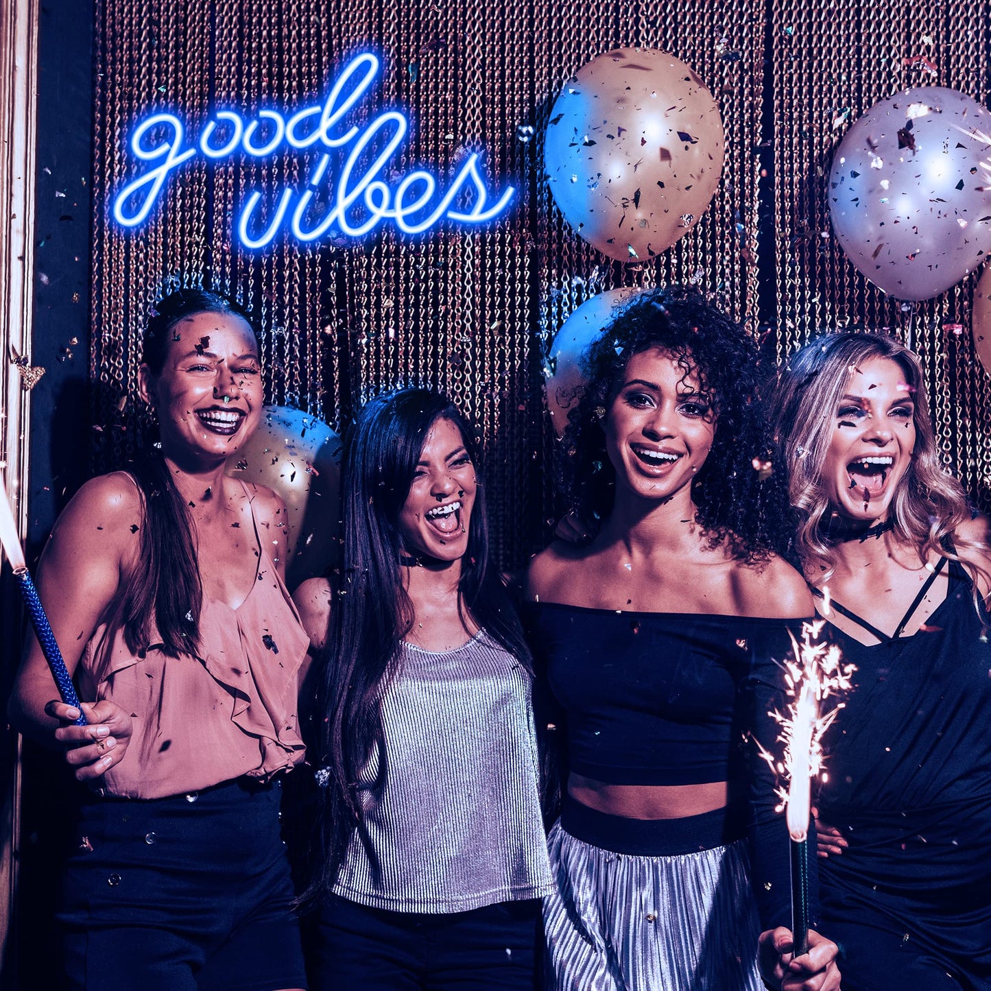 Olekki Blue Good Vibes Neon Sign - LED Neon Signs for Wall Decor, Neon Lights for Bedroom, Neon Wall Signs (16.1 x 8.3 inch)