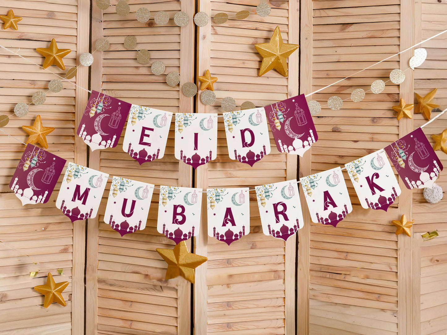 OLEEK eid mubarak banner- eid decorations for home 2026 - eid mubarak decorations - eid decor - ramadans mubarak decorations - eid decoration - eid and ramadan banner