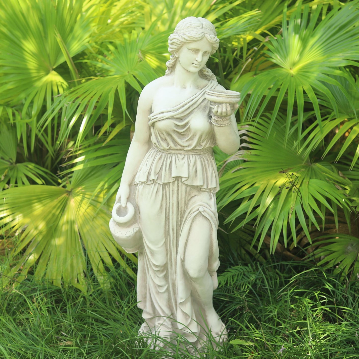 ARSTRIA Large Nymph Statue 46'' High Goddess Statue Hebe Greek Mythology Garden Girl Maid Sculpture Outdoor Courtyard Patio Yard Lawn Decor