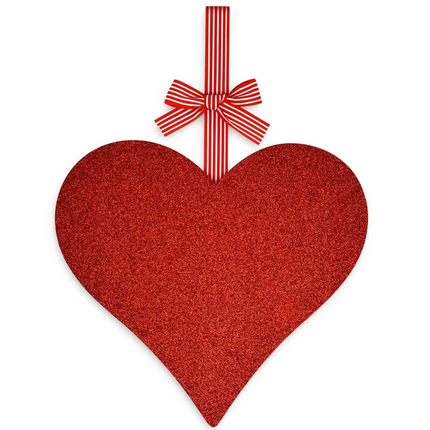 Gift Boutique Valentines Day Decoration Red Glitter Heart Shaped Wooden Hanging Sign Bow Front Door Wall Wreath Home Outdoor Love Plaque Hanger Decor