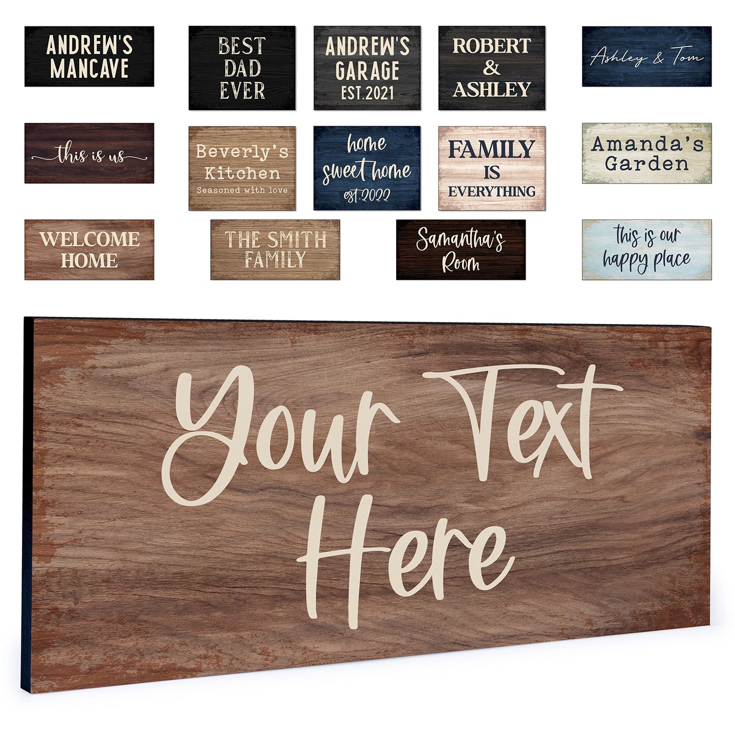 Personalized Signs for Home, Custom Sign with Any Text, 3 Sizes - 12 Background Options & 8 Fonts - Customizable Sign 11X5