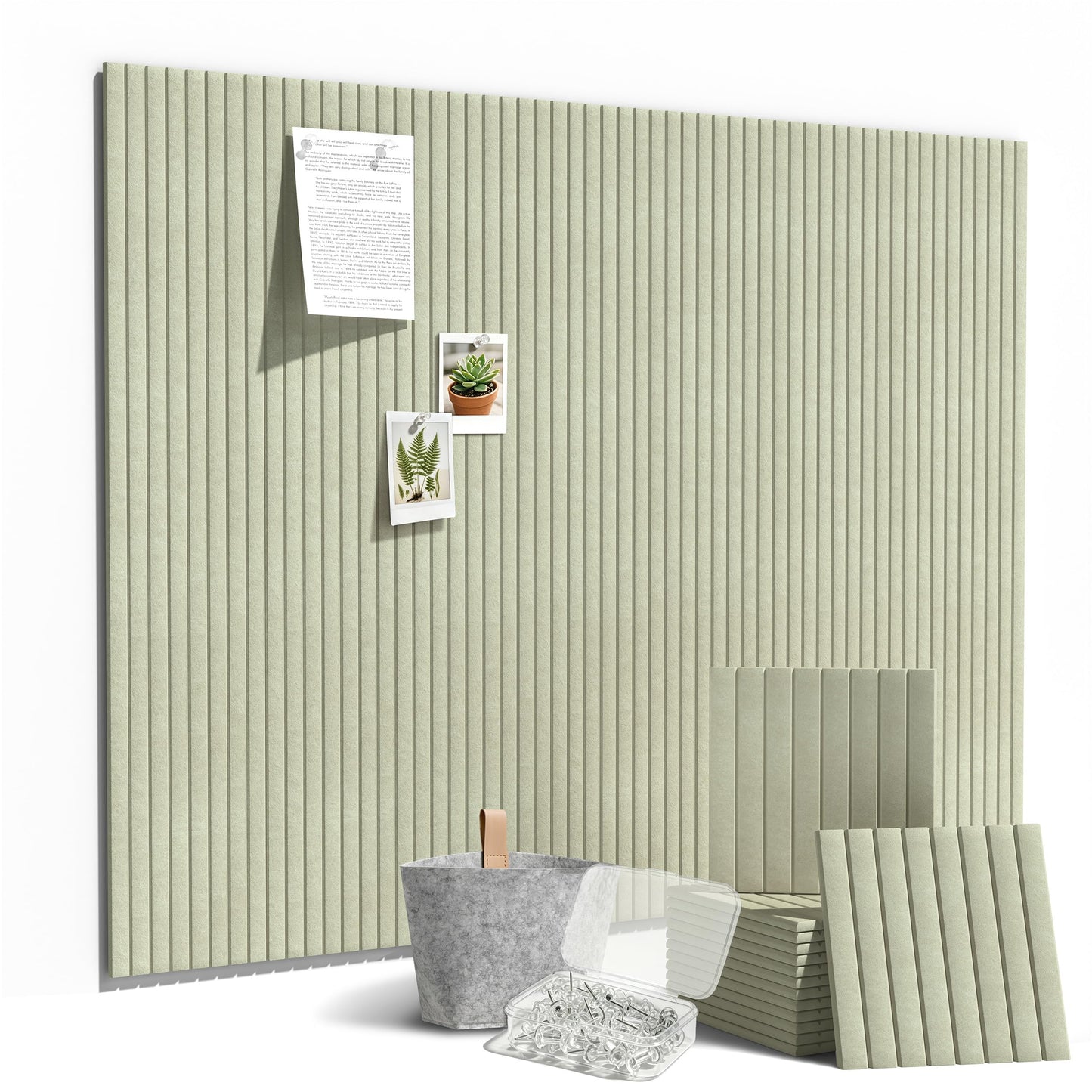 janasse Felt Bulletin Board Tiles 12 Pack 12" x 12", Self Adhesive Felt Wall Panels Cork Board Alternative for Wall, Decorative Memo Board for Photos, Notes & Office Wall Organizer (Green)