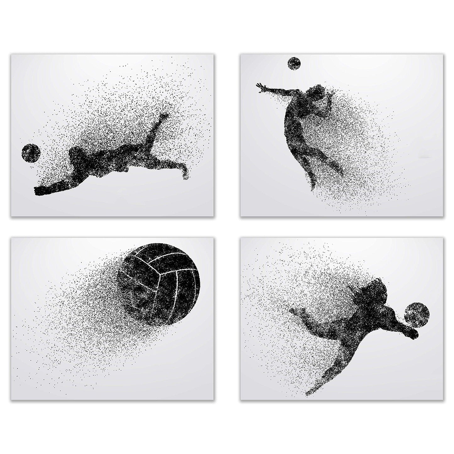 Summit Designs Volleyball Wall Art Prints - Silhouette – Set of 4 (8x10) Poster Photos Prints - Bedroom - Man Cave